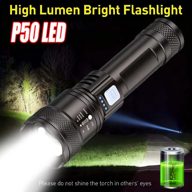 Tactical Flashlight Rechargeable - Krachtige LED-zaklamp, USB oplaadbare zoombare tactische