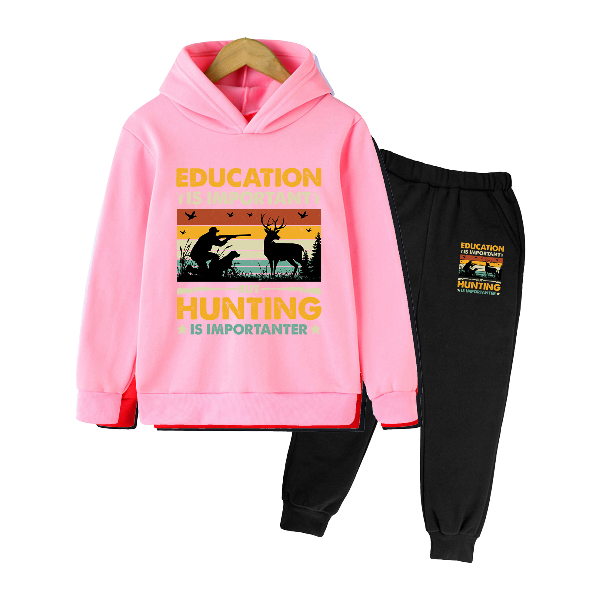Outdoor Hunting Hoodie - Kinderhoodie & joggingbroek set, vintage jachtprint