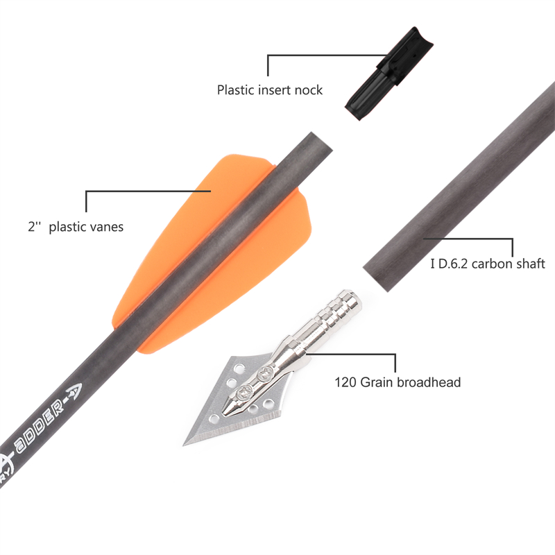Crossbow Bolt Broadhead - 6 stks R9 7.5 Inch Catbon