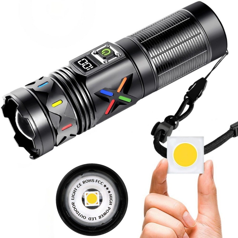Tactical Flashlight Rechargeable - Krachtige LED-zaklamp Telescopische zoom USB Oplaadbaar