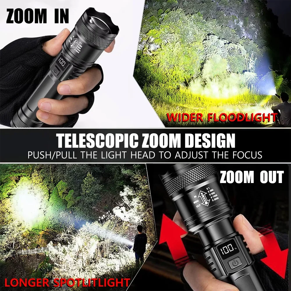 100000LM Super Bright Zaklamp  - Tactical Flashlight Rechargeable recensie en prijs