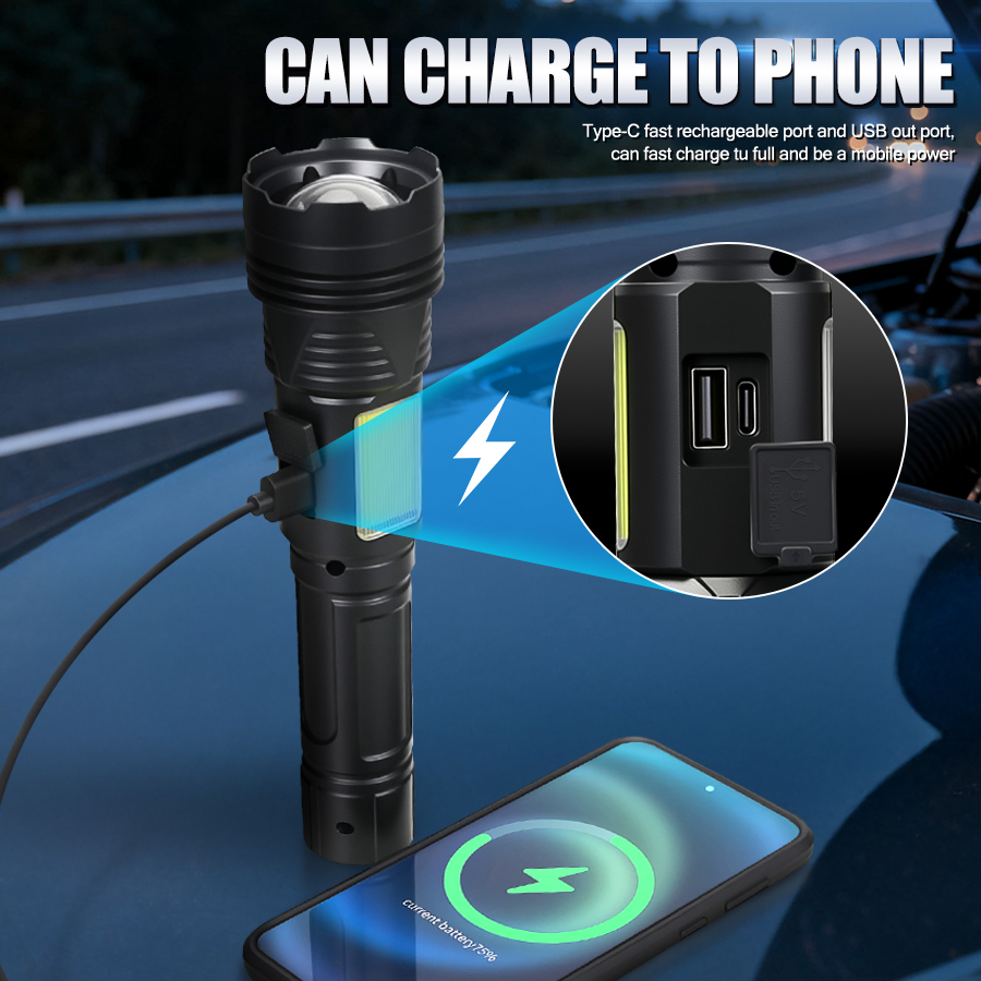Krachtige LED-handzaklamp USB  - Tactical Flashlight Rechargeable recensie en prijs